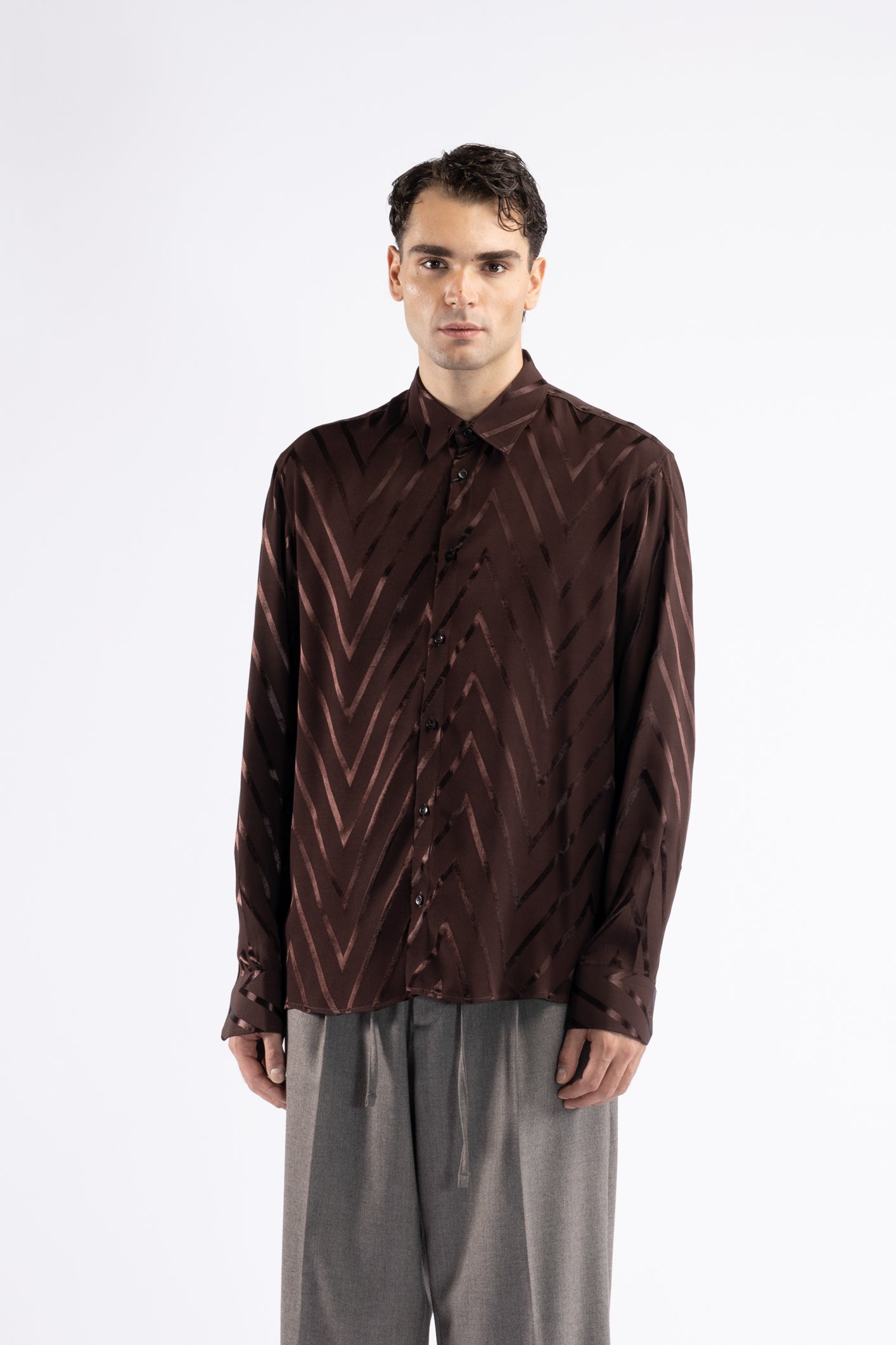 Camicia in viscosa fantasia - Moro